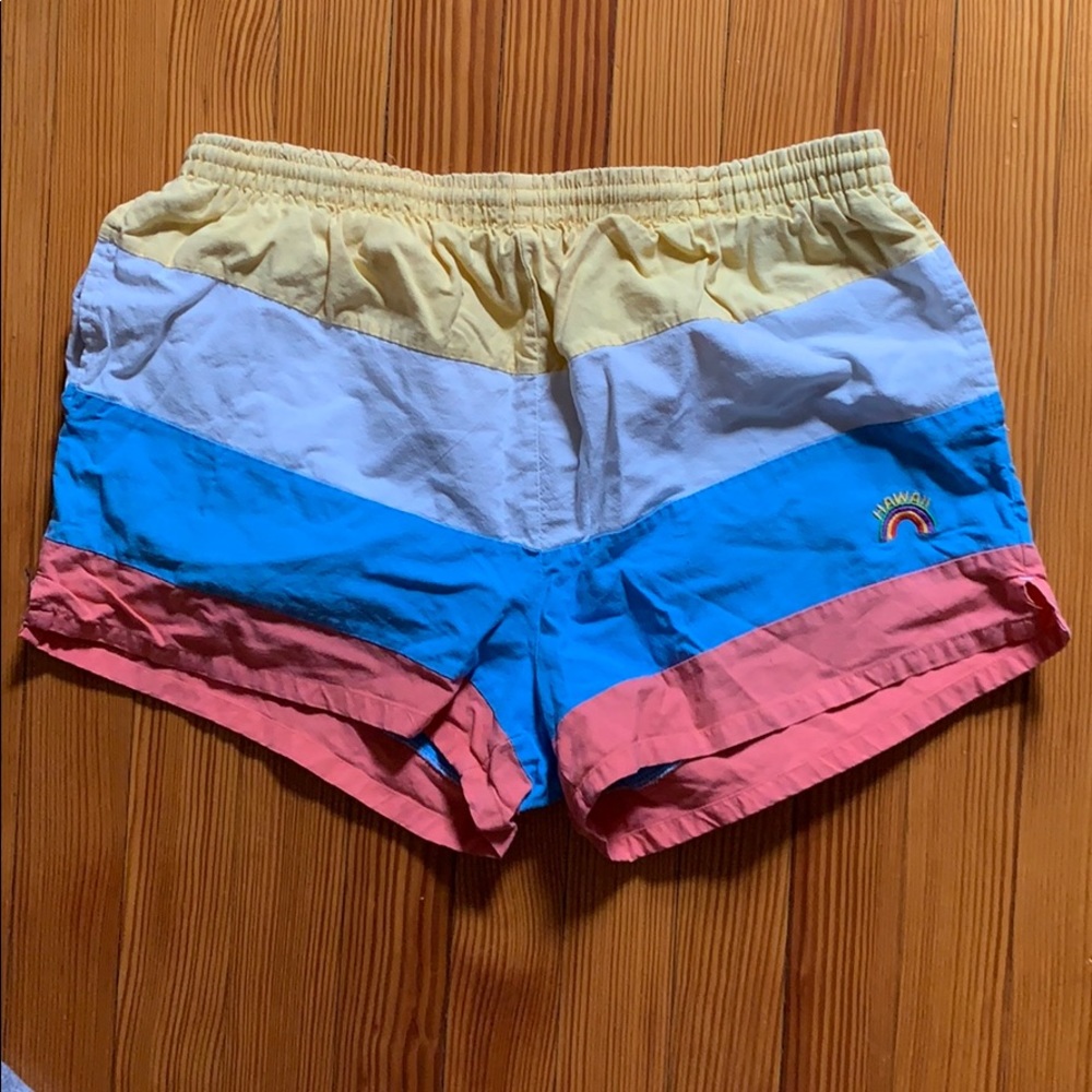 Vintage Surf Shorts- rainbow Hawaii